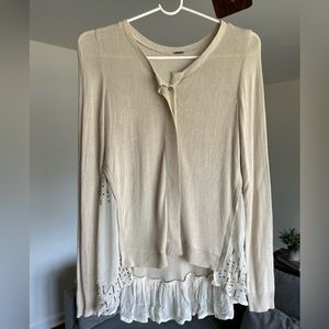 Chan Luu Cream Cardigan with Beaded Trim - Gently worn